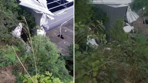Avião de pequeno porte cai e atinge galpão de oficina em Guarapari