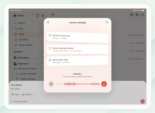 Todoist lança função de voz para criar tarefas com IA em tempo real
