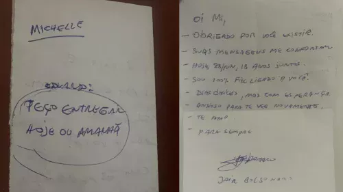 Bolsonaro envia carta de amor a Michelle ao completar 18 anos de casamento na prisão