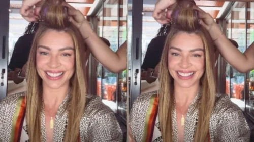 Grazi Massafera revela novo visual após cortar o próprio cabelo