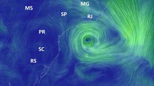 Ciclone se forma na costa de SP e provoca temporais com ventos de 100 km/h