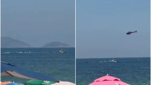 Avião monomotor cai no mar de Copacabana, no Rio de Janeiro