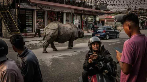 Como o Nepal está aprendendo a viver com rinocerontes nas ruas e plantações