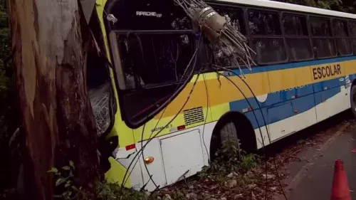 Ônibus escolar bate em poste e deixa sete feridos no interior de São Paulo
