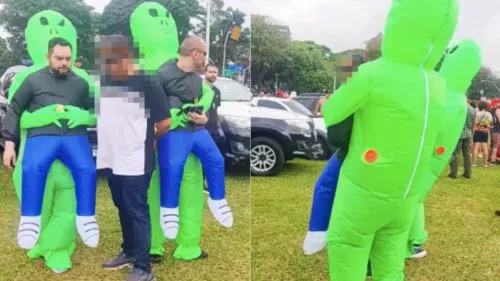 Policiais fantasiados de ETs prendem suspeitos de venda de bebida adulterada em bloco de Ivete Sangalo