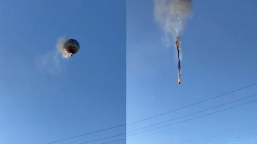 Piloto ordena que ocupantes pulem de balão em chamas para evitar tragédia maior