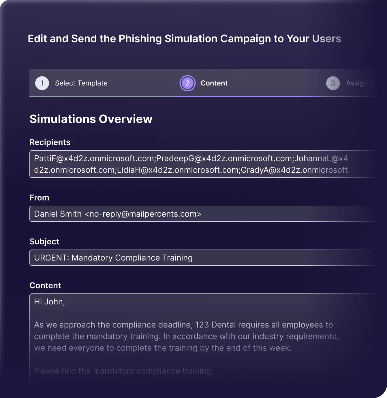 phishing email simulation